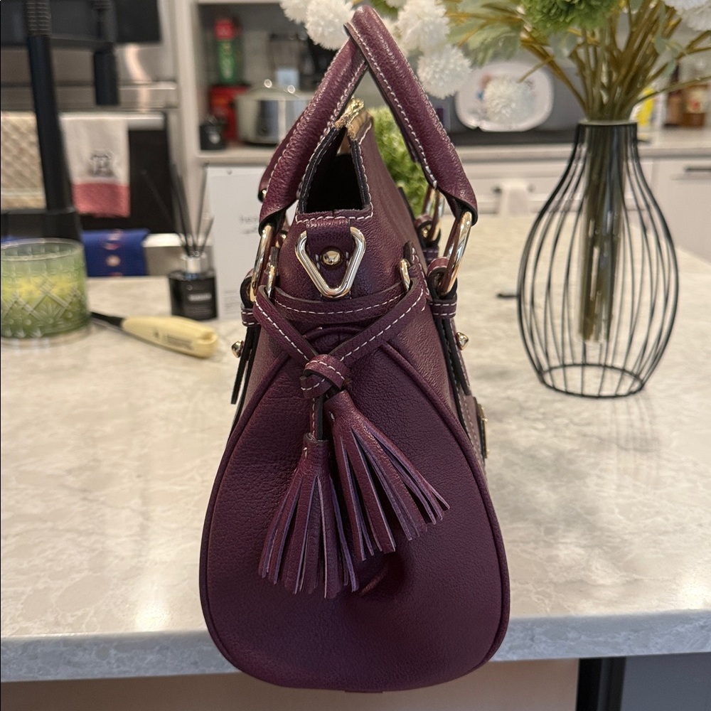 Dooney & Bourke Lucca pocket satchel 30 in wine/plum - Picture 3 of 10